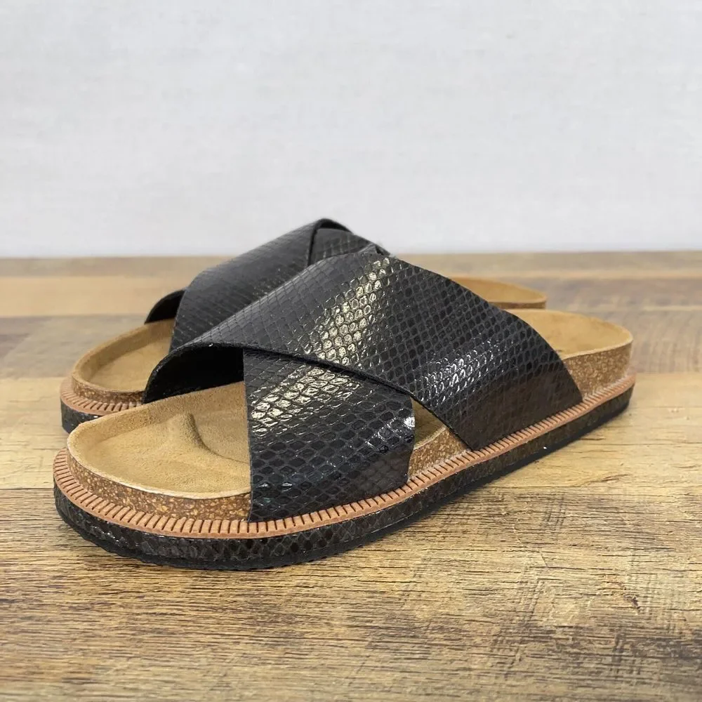 Free People Sidelines Footbed Cross Sandals Black Slides US Size 9 - EU 39 - Picture 7 of 11